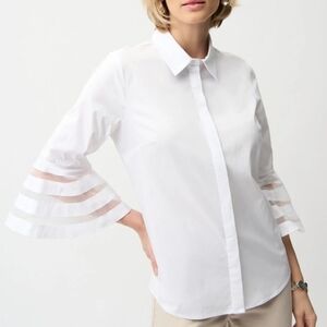 Marled Reunited White Bell Sleeve Top Size Large